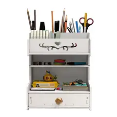 EVERSO - Organizador Escritorio De Madera Con Cajon Gran Capacidad Multiuso