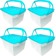 REYPLAST - Cajas Organizadoras Almacenamiento Con Broches Y Asas 13,8 Lts Pack 4