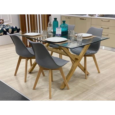 Imagen 2 del producto Juego de Comedor Medlock Vidrio 140x90 + 4 Sillas Tulip Grises