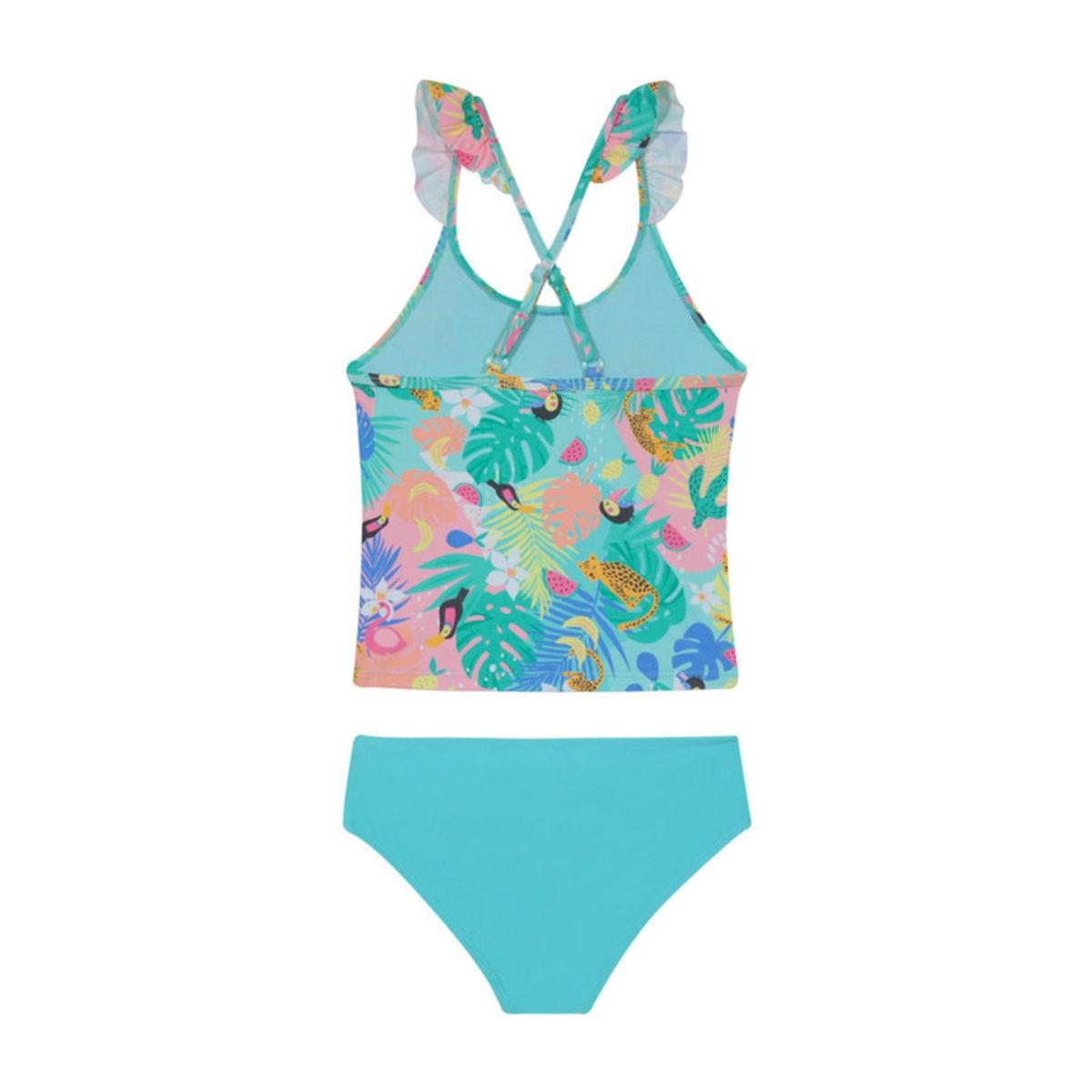 H2O WEAR - Traje de Baño Niña Tankini UV30+ H2O Wear Verde C/Vuelos H2O WEAR
