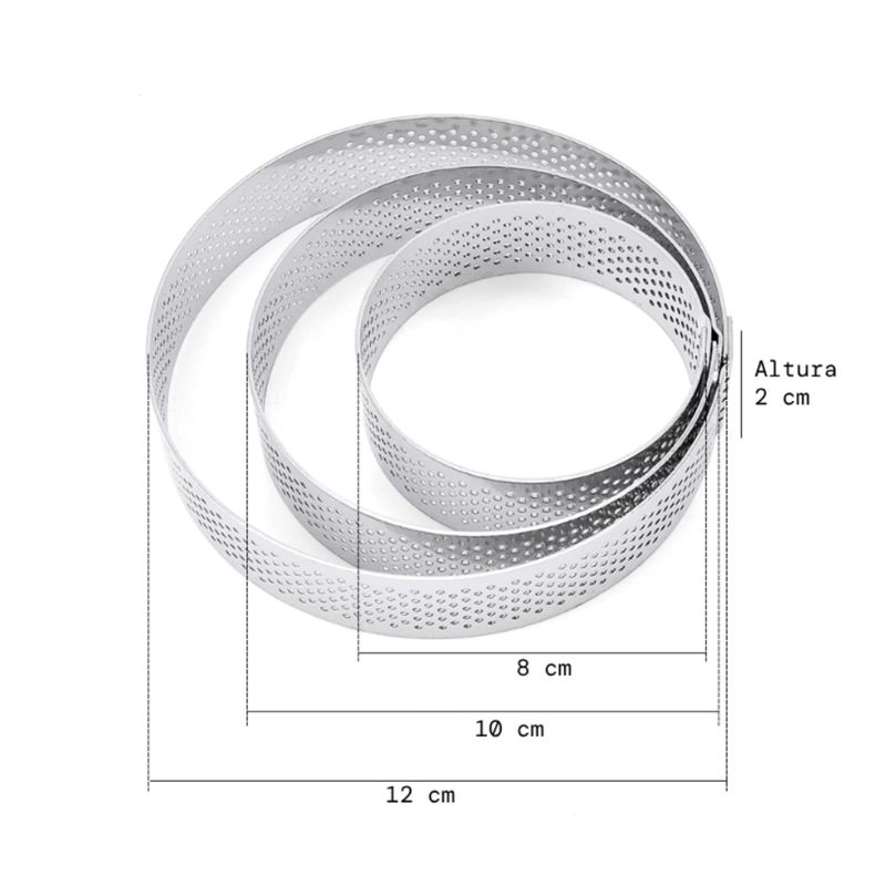 GENERICO - Pack 6 Moldes Aro Molde Microperforado Anillo Reposteria