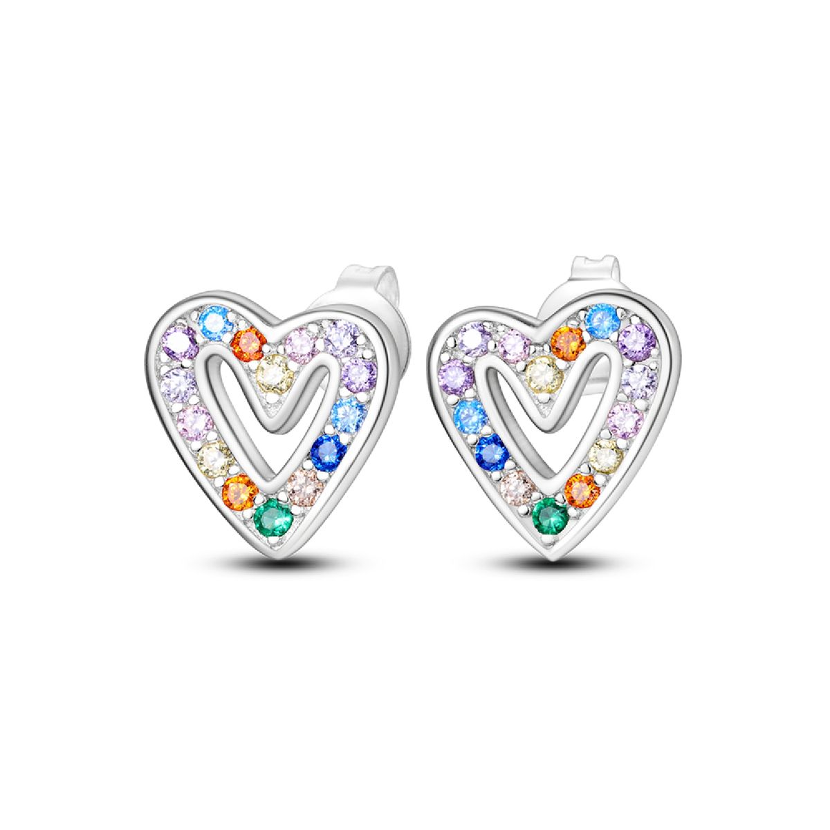SILVER HEART - Aros Corazón Y Circones Coloridos En Plata 925 SILVER HEART