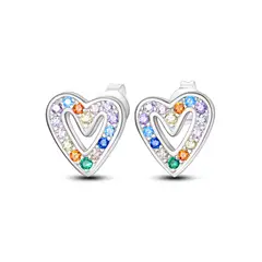 SILVER HEART - Aros Corazón Y Circones Coloridos En Plata 925