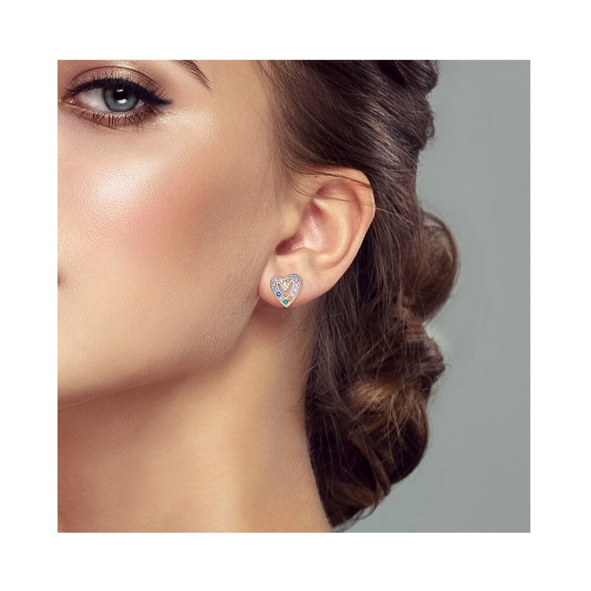 SILVER HEART - Aros Corazón Y Circones Coloridos En Plata 925 SILVER HEART