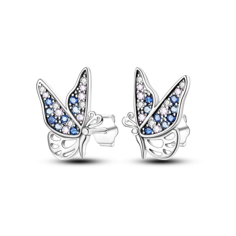 SILVER HEART - Aros Mariposa Y Circones Coloridos En Plata 925 SILVER HEART
