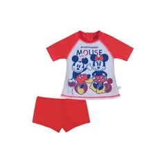 DISNEY - Traje de Baño Bebe Niña Set UV UV50+ Minnie Rojo M/Corta
