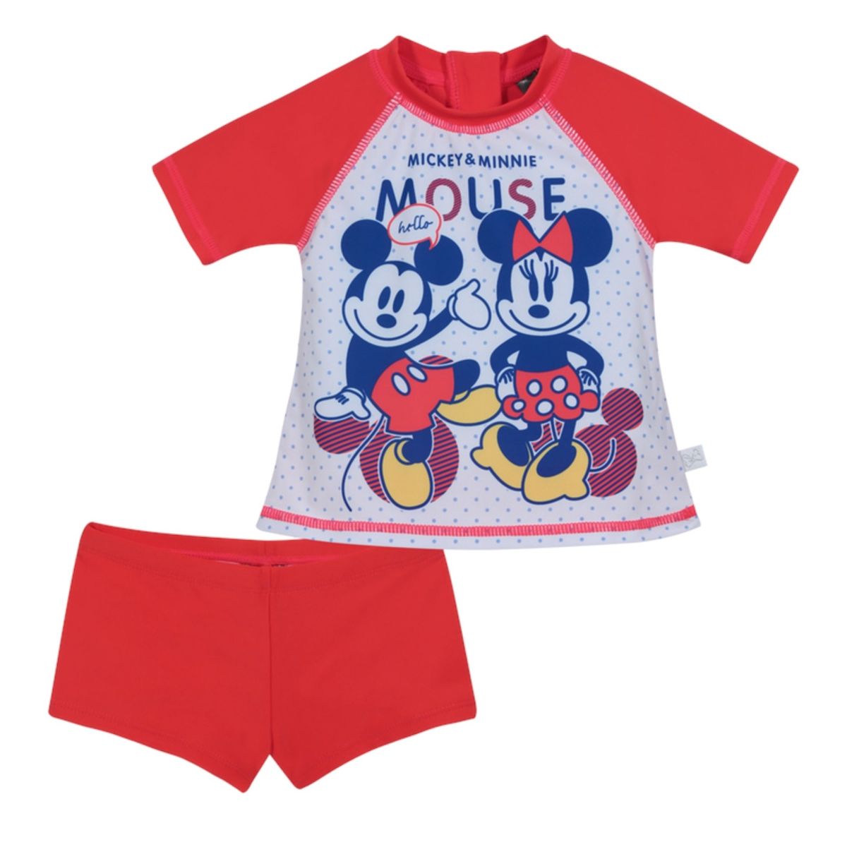 DISNEY - Traje de Baño Bebe Niña Set UV UV50+ Disney Minnie Rojo M/Corta DISNEY