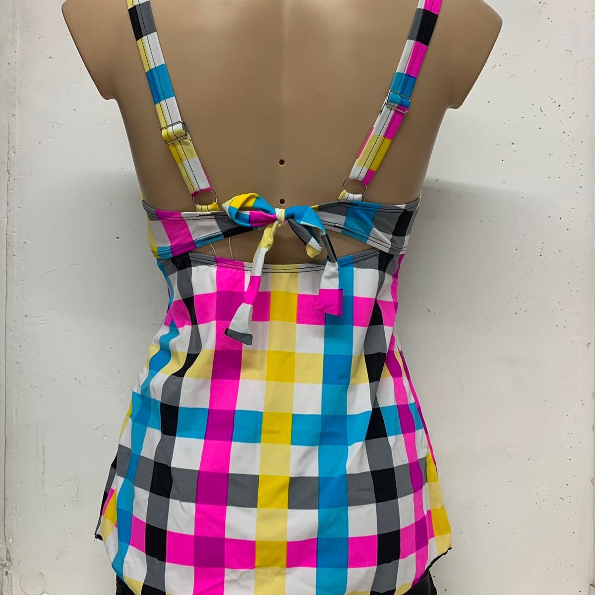 SHANDIAN - Tankini L-4XL Dos piezas Flores desordenadas traje de baño mujer