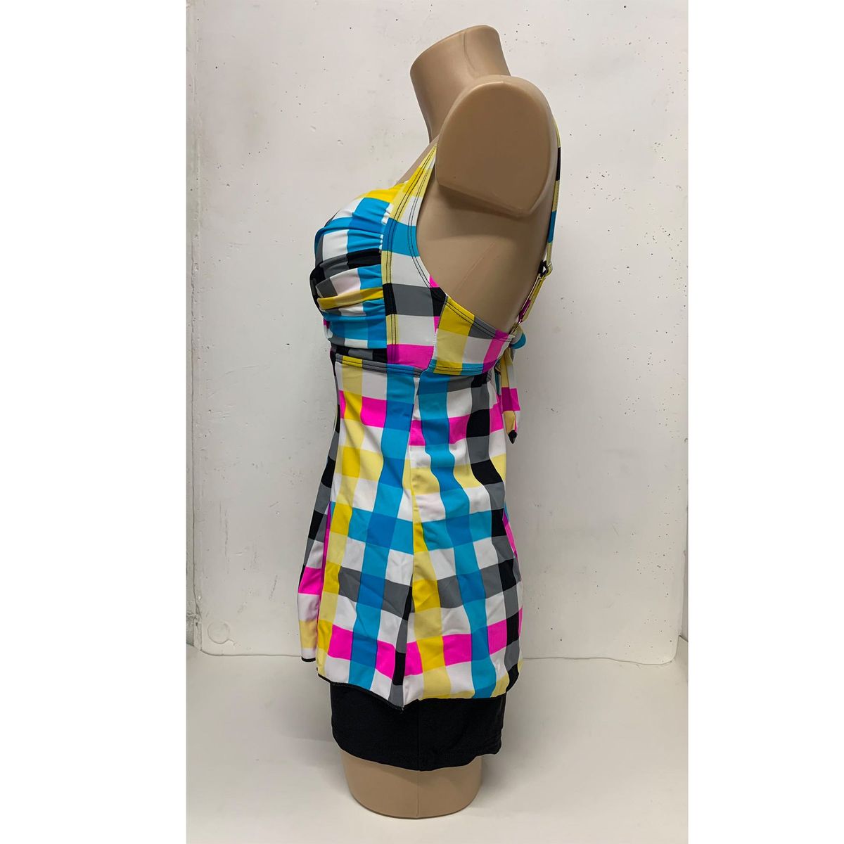 SHANDIAN - Tankini L-4XL Dos piezas Flores desordenadas traje de baño mujer