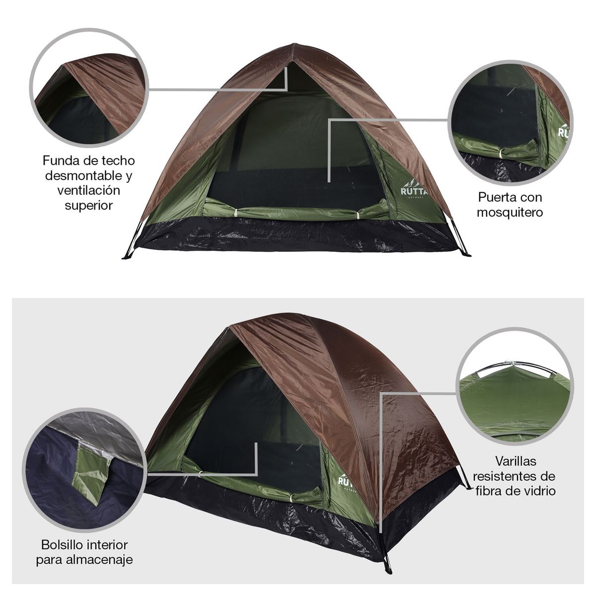 RUTTA - Carpa 2 Personas Camping Outdoor Café
