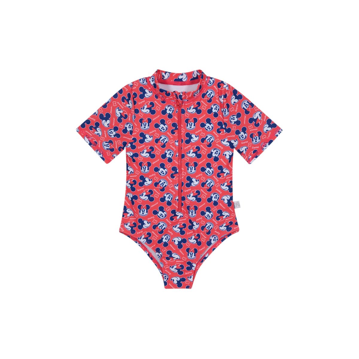 DISNEY - Traje de Baño Bebe Niña Entero UV50+ Disney Minnie Rojo M/Corta DISNEY