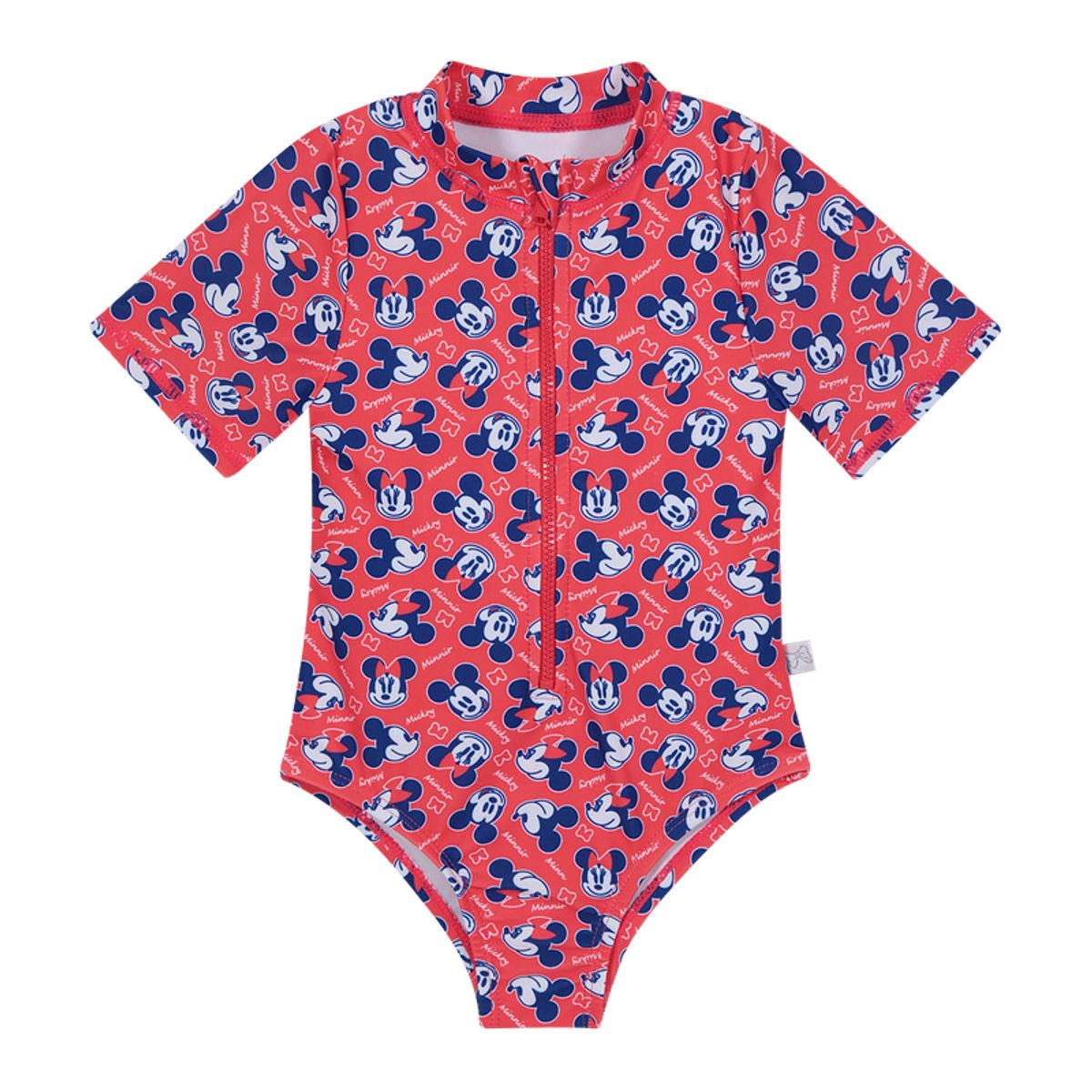 DISNEY - Traje de Baño Bebe Niña Entero UV50+ Disney Minnie Rojo M/Corta DISNEY