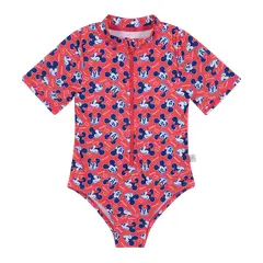 DISNEY - Traje de Baño Bebe Niña Entero UV50+ Minnie Rojo M/Corta