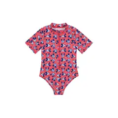 DISNEY - Traje de Baño Bebe Niña Entero UV50+ Minnie Rojo M/Corta