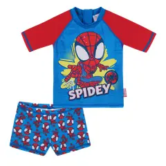 DISNEY - Traje de Baño Bebe Niño Set UV UV50+ Spidey Azul M/Corta