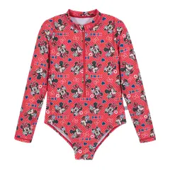 DISNEY - Traje de Baño Niña Entero UV50+ Minnie Rojo M/Larga