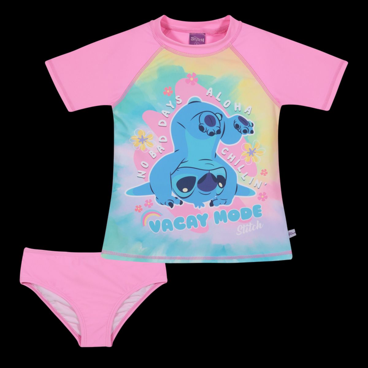 DISNEY - Traje de Baño Niña Set UV Disney Stitch Fucsia M/Corta DISNEY
