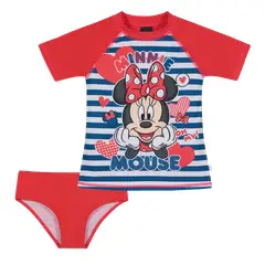 DISNEY - Traje de Baño Niña Set UV UV50+ Minnie Rojo M/Corta