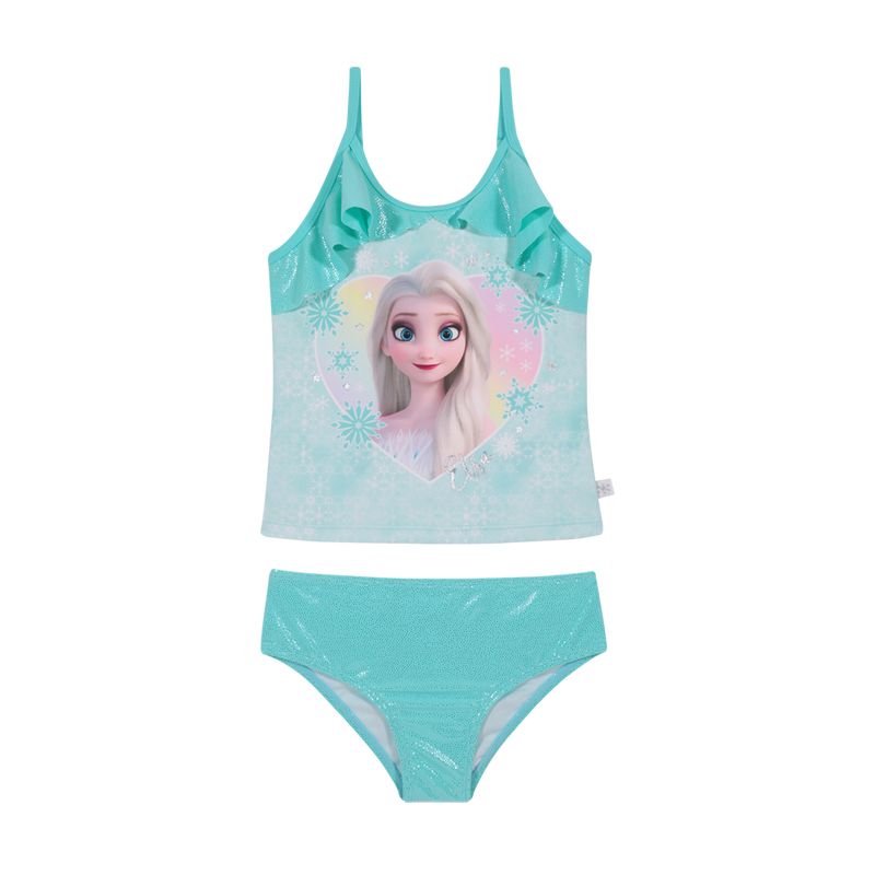 DISNEY - Traje de Baño Niña Tankini Disney Frozen Verde C/Vuelos DISNEY