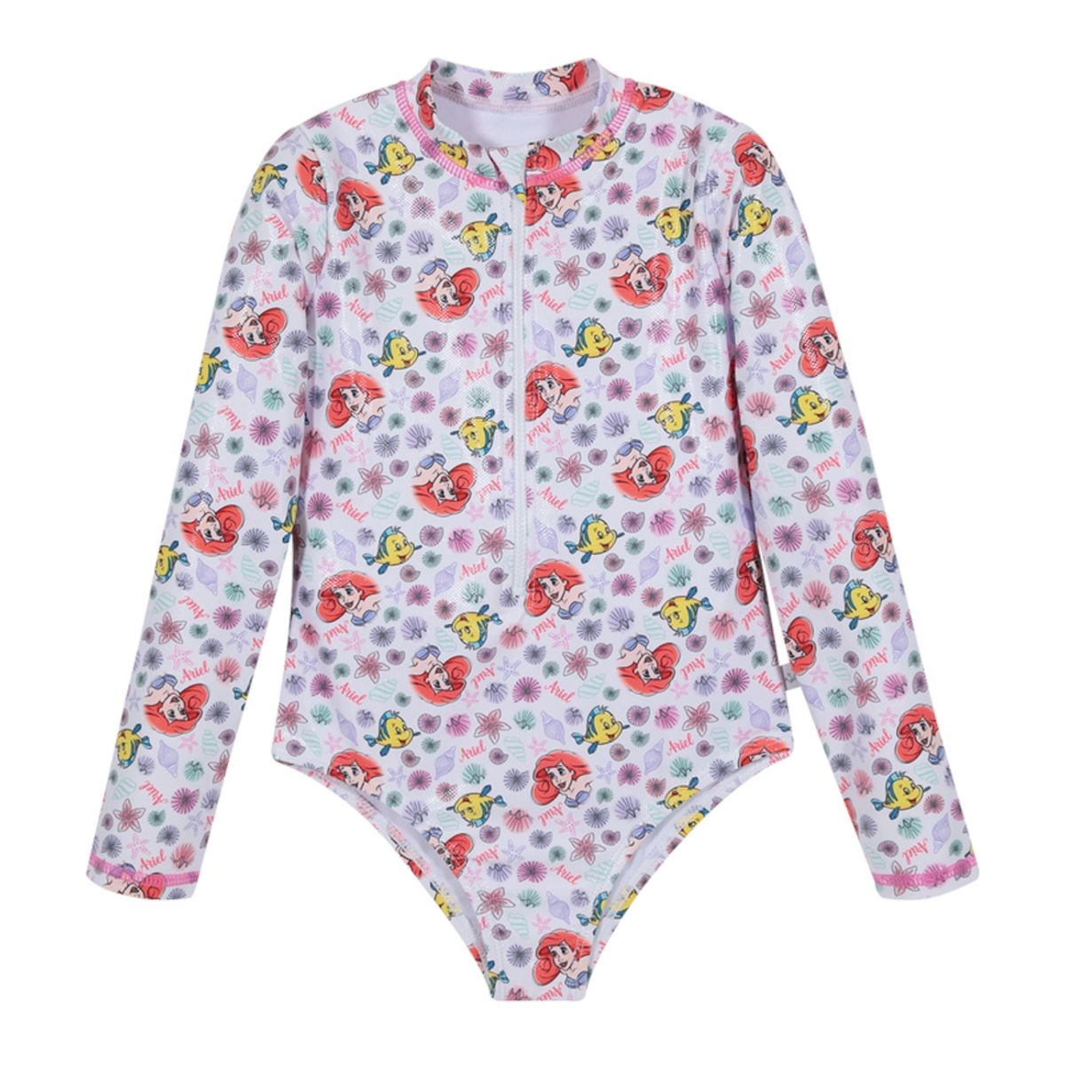 DISNEY - Traje de Baño Niña Entero UV50+ Disney Princesas Blanco M/Larga DISNEY