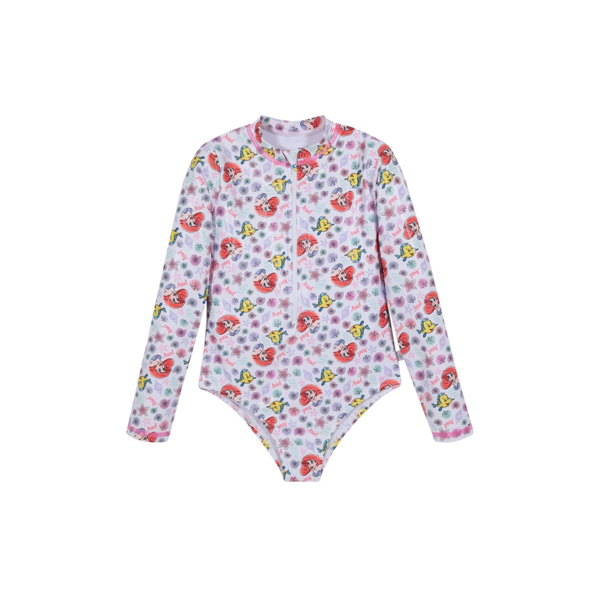 DISNEY - Traje de Baño Niña Entero UV50+ Disney Princesas Blanco M/Larga DISNEY