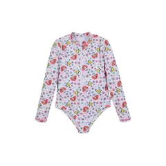 DISNEY - Traje de Baño Niña Entero UV50+ Princesas Blanco M/Larga