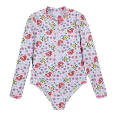 DISNEY - Traje de Baño Niña Entero UV50+ Princesas Blanco M/Larga