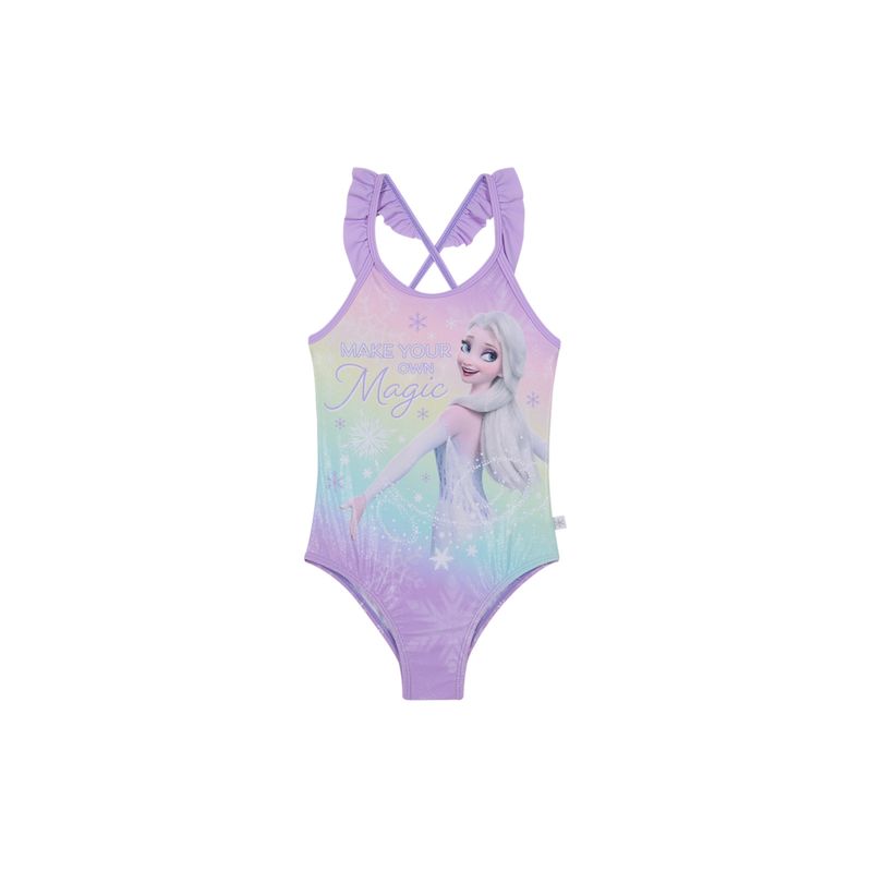 DISNEY - Traje de Baño Niña Entero Disney Frozen Lila C/Vuelos DISNEY