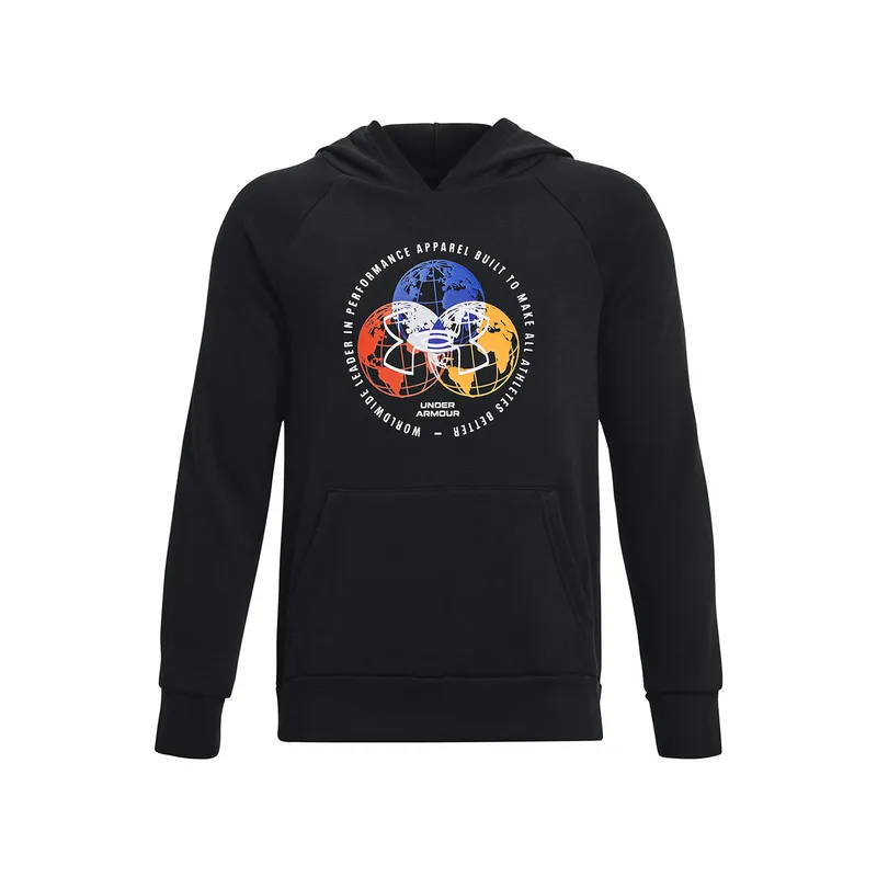 UNDER ARMOUR - Polerón Niño Rival Flc Amp Hoodie Negro UNDER ARMOUR