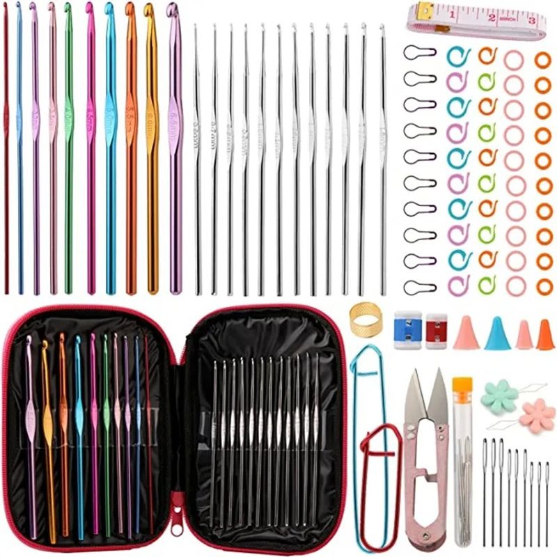 GENERICO - Set Crochet Kit De Agujas Y Accesorios Para Tejer 100 Piezas