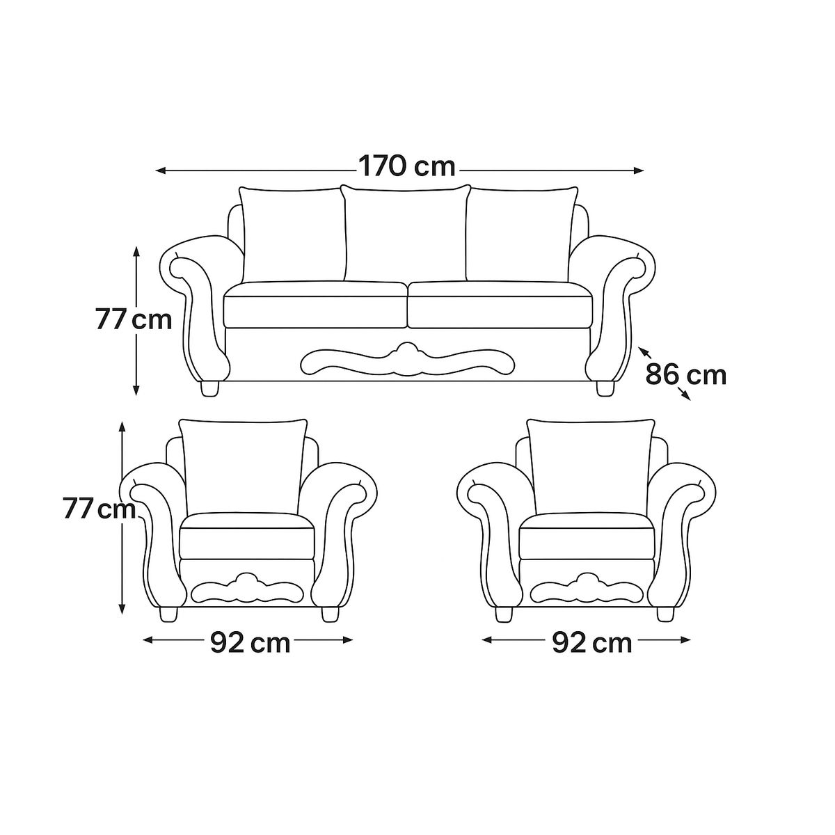 DKORA - Living Kenny sofa 3 cuerpos + 2 sillon 1 cuerpo Calipso