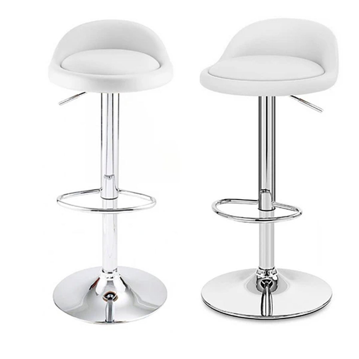 ESHOPANGIE - Silla Piso Bar Altura Regulable Taburete Respaldo Blanca