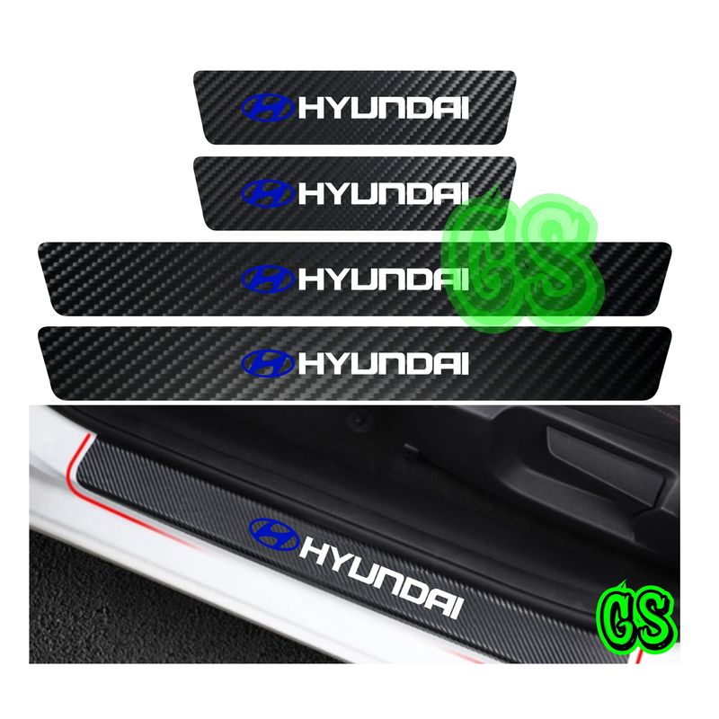 GRAVITY - Cubre Zocalo Adhesivo Fibra Carbono Protector Hyundai 4pcs