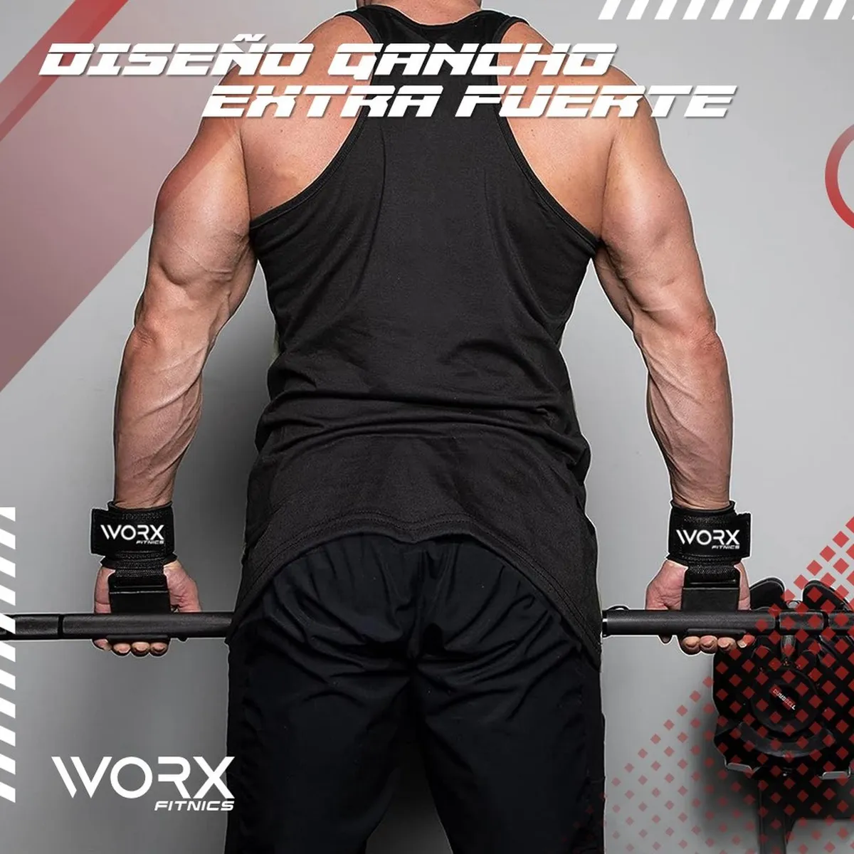 WORX - Muñequeras Gancho Levantamiento Pesas Worx Gym Gimnasio x2