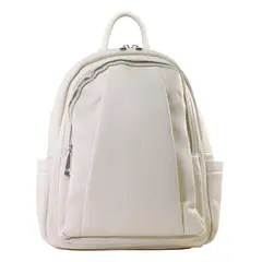 MAILEA - Mochila ecocuero 2 cierres frontales para mujer beige