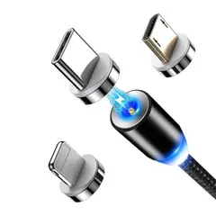 GENERICO - Cable De Carga Rápida Magnético 3 Puntas Micro Usb y Tipo C