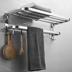 GENERICO - TOALLERO DE BAÑO MULTIPLES ACERO INOXIDABLE COLOR PLATEADO 60cm