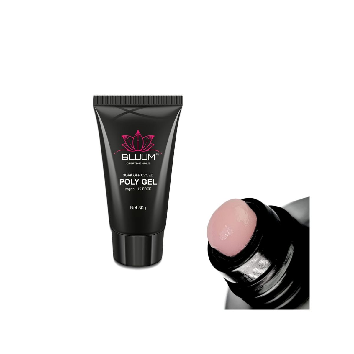 BLUUM - Polygel Profesional Bluum Rosado 30gr  Free Hema