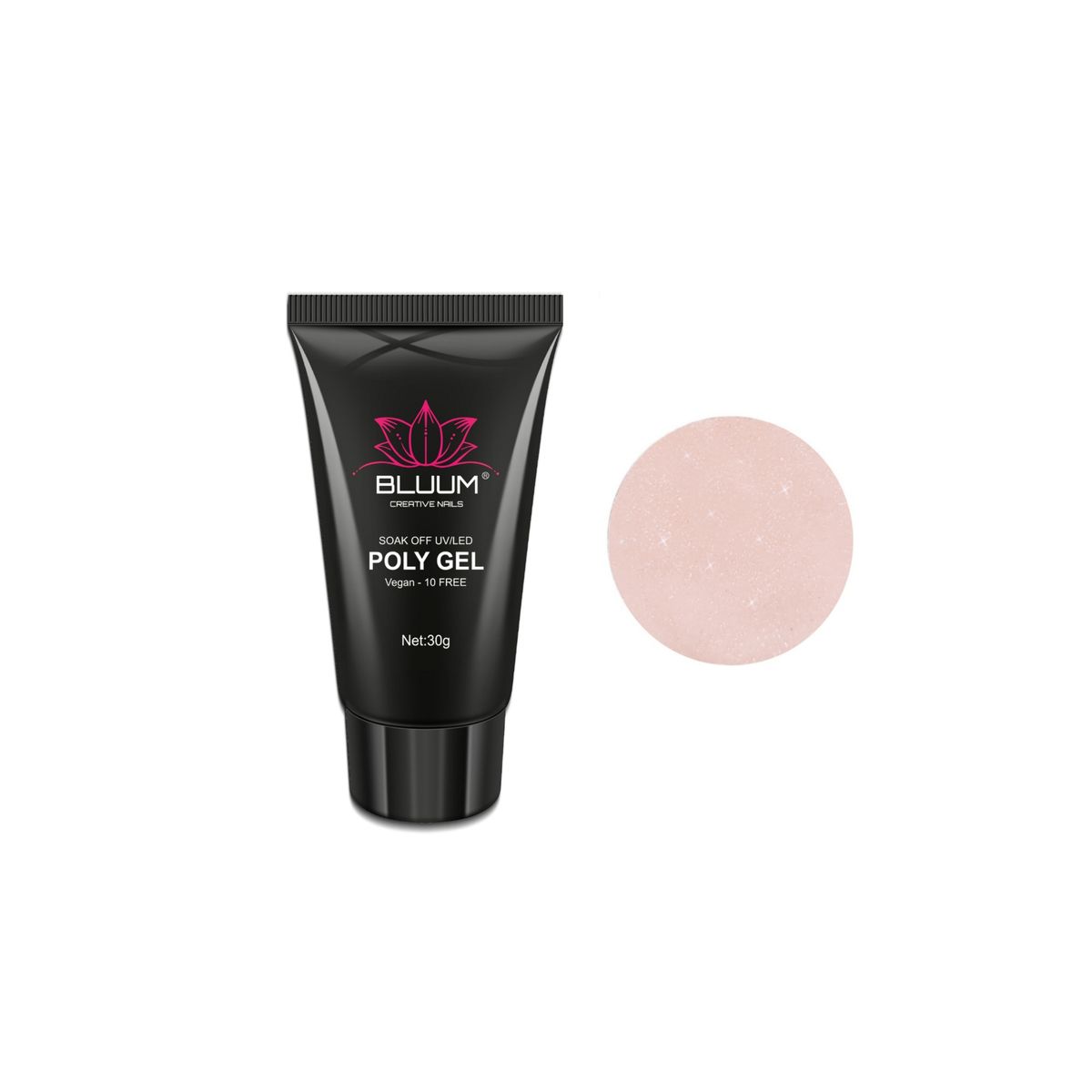 BLUUM - Polygel Profesional Bluum Rosado Glitter 30gr  Free Hema.