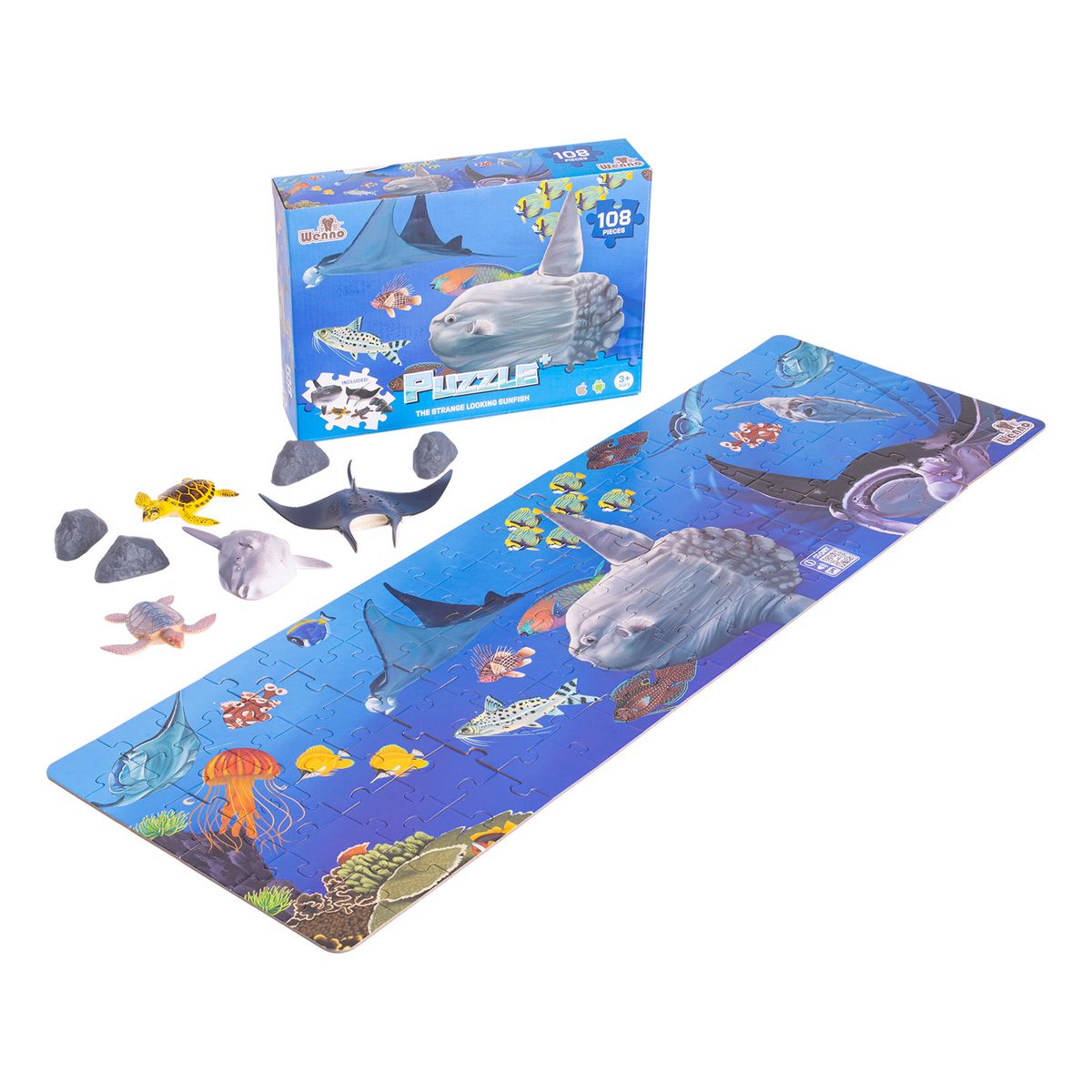 GENERICO - Puzzle Animales Marinos 108 Piezas + Figuras
