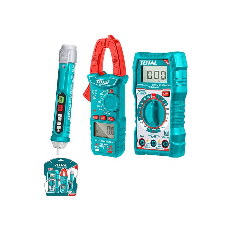 TOTAL TOOLS - Multitester Digital  Multitester con Pinza  Detector Voltaje TOTAL