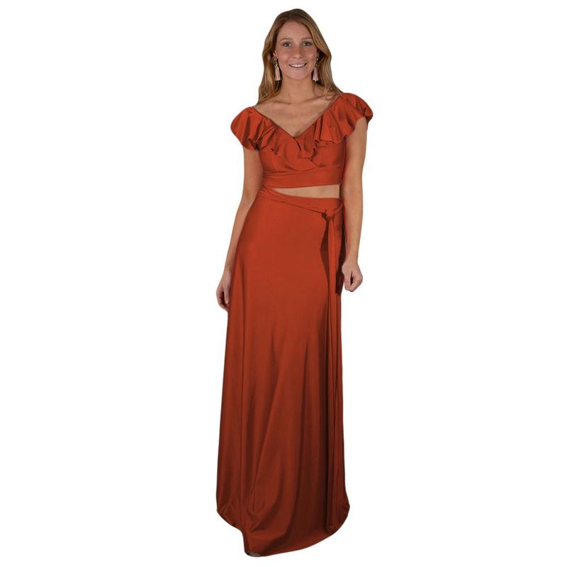 MARIA PASKARO - Conjunto Marken Terracota Lycra Falda Lazo Maria Paskaro - Beige