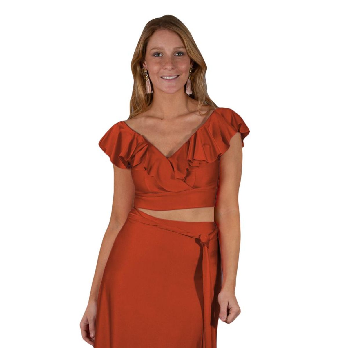 MARIA PASKARO - Conjunto Marken Terracota Lycra Falda Lazo Maria Paskaro - Beige