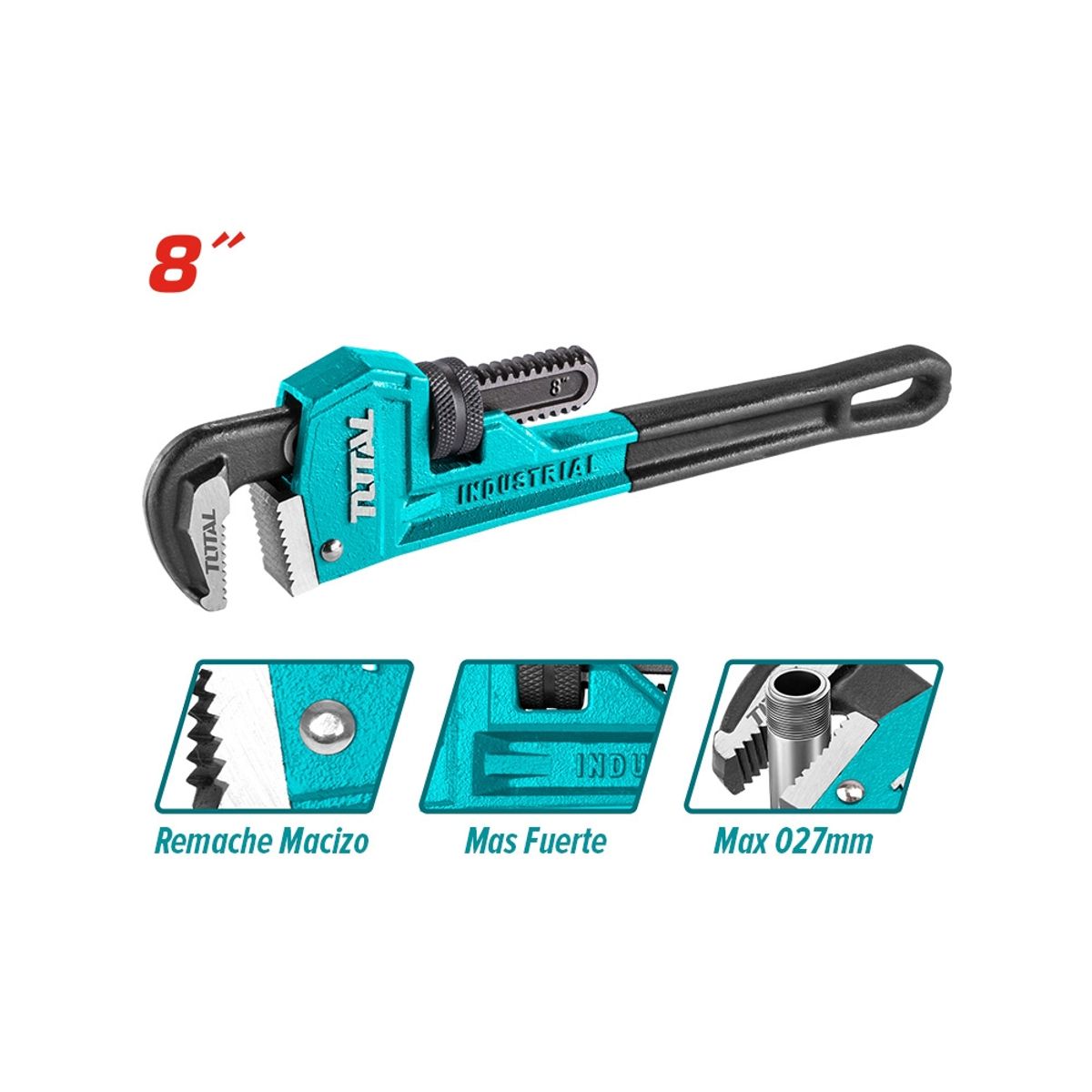 TOTAL TOOLS - Llave Stillson 8 Pulgadas Industrial TOTAL