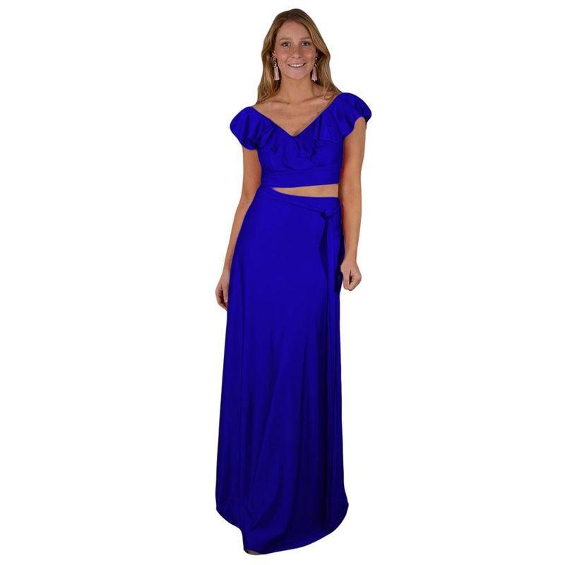 MARIA PASKARO - Conjunto Marken Azulino Lycra Falda Lazo Maria Paskaro - Azul
