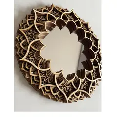 GENERICO - Espejo Mándala De Madera Capas 50x50