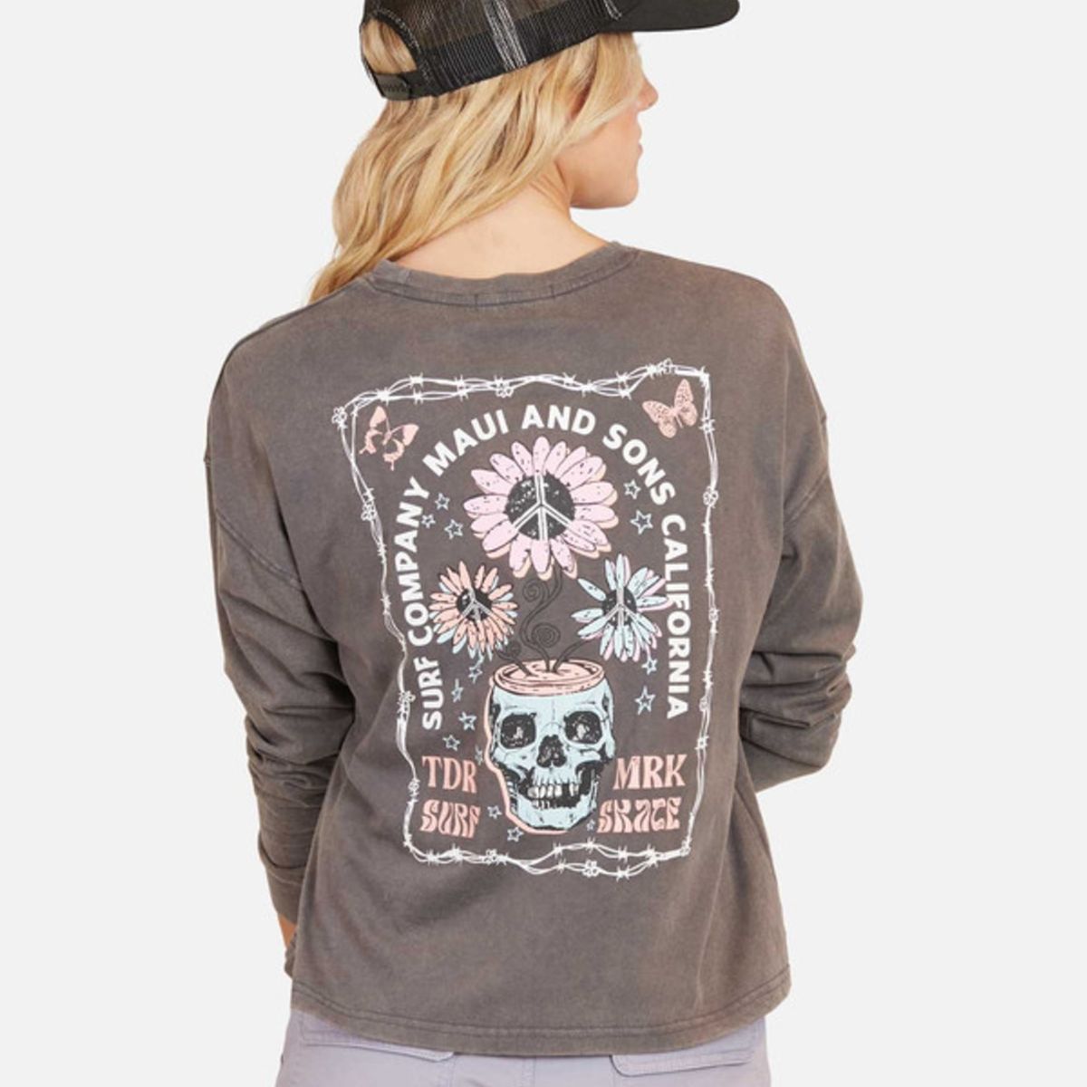 MAUI AND SONS - Polera Tdr Skull Mujer Gris 
