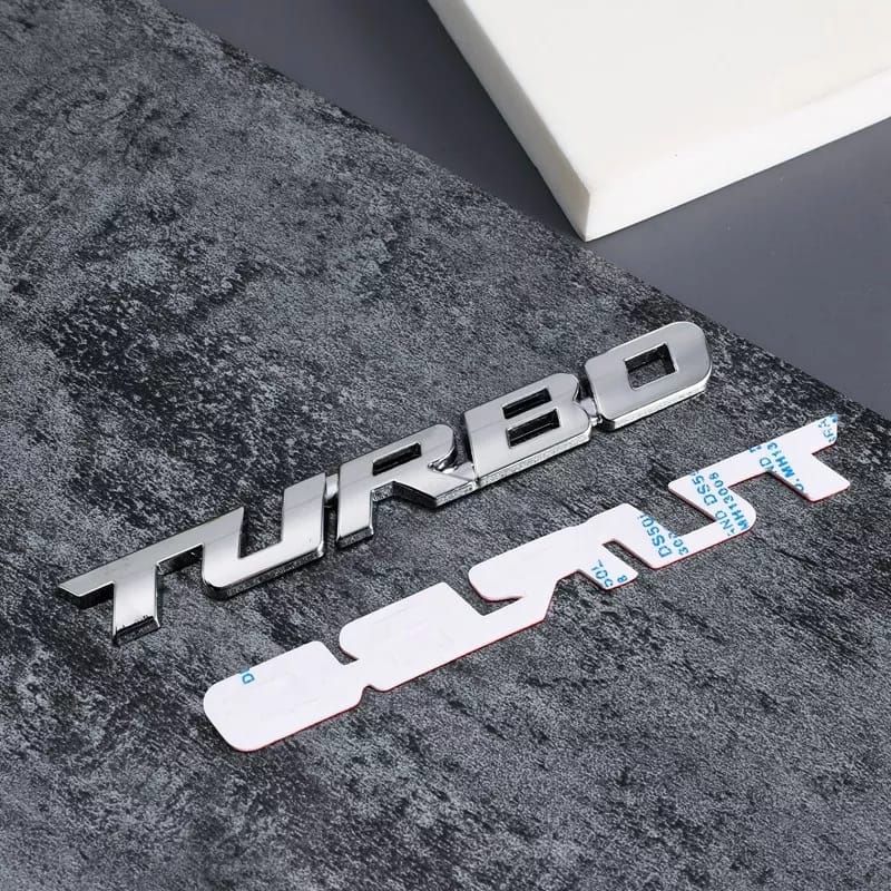 GENERICO - Pegatina emblema Metal TURBO 3D para auto 9.7 * 1.1cm PLATA