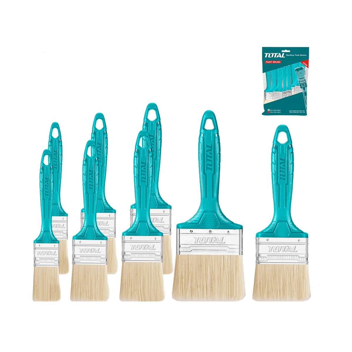 TOTAL TOOLS - Set de Brochas 8 Piezas TOTAL