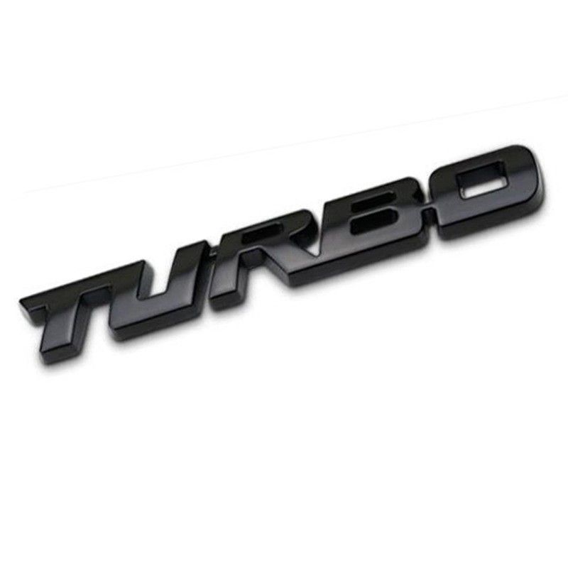 GENERICO - Pegatina emblema Metal TURBO 3D para auto 9.7 * 1.1cm NEGRO